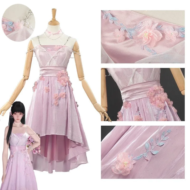 Traje de juego de rol, traje de fiesta de Carnaval de Halloween, juego Love and Deepspace, disfraz de flores de primavera, peluca, vestido rosa para mujer