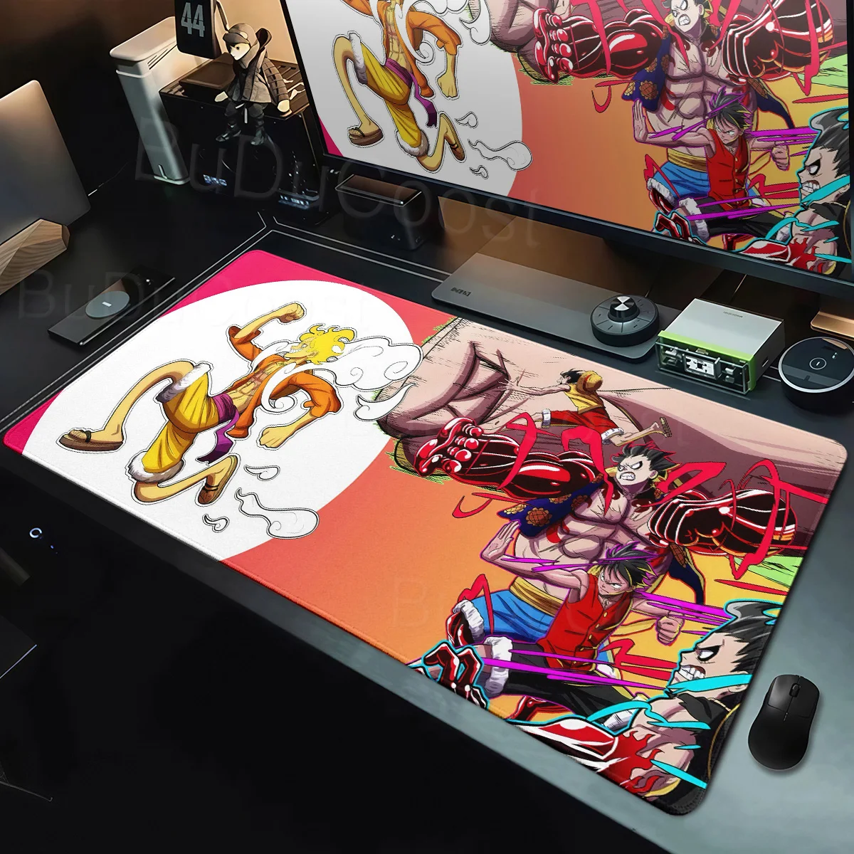 PC Gaming Computer Keyboard Playmat Anime One Piece Luffy Mousepad Rubber Locking Edge Non-Slip Deskmat Home Office Accessories