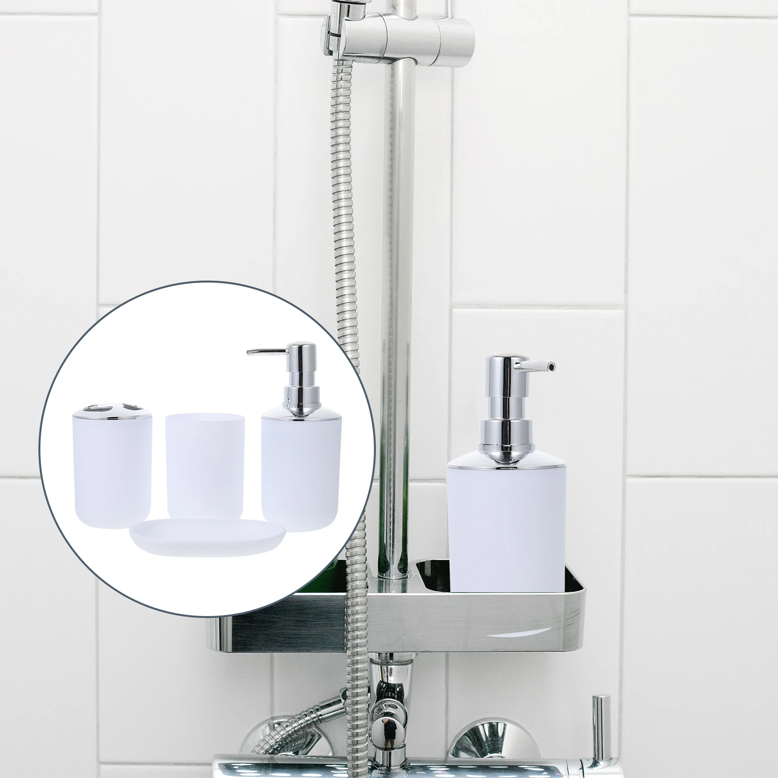 

Bathroom Decor Set Washing Accessories Toothbrush Holder Countertop White Accessory