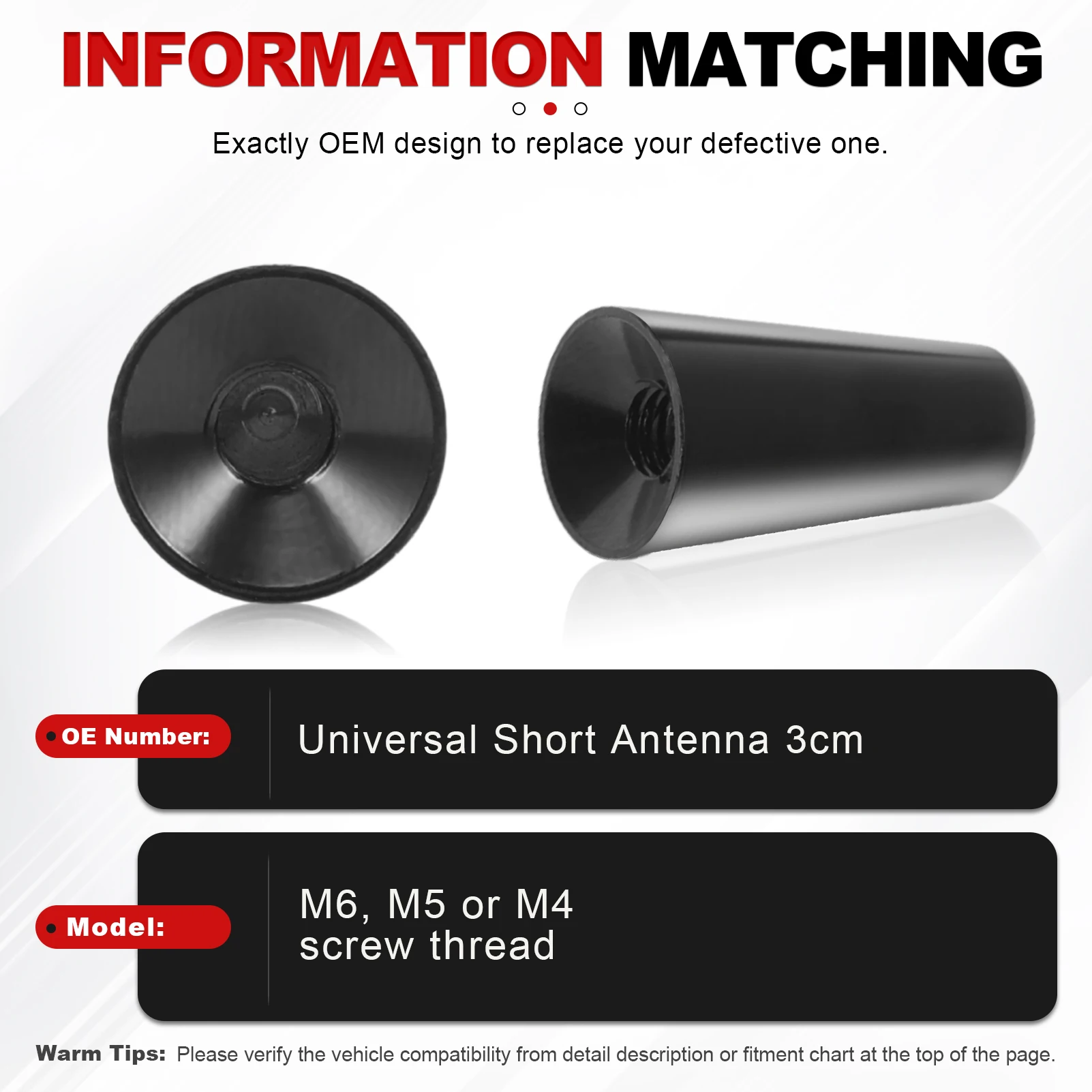 3/5/6,5/9cm Universelle Kurze Dachantenne mit Schrauben für Radio DAB Digital TV Auto-Navigation Starke Radio-Dachhalterung FM AM DAB – Detail 5