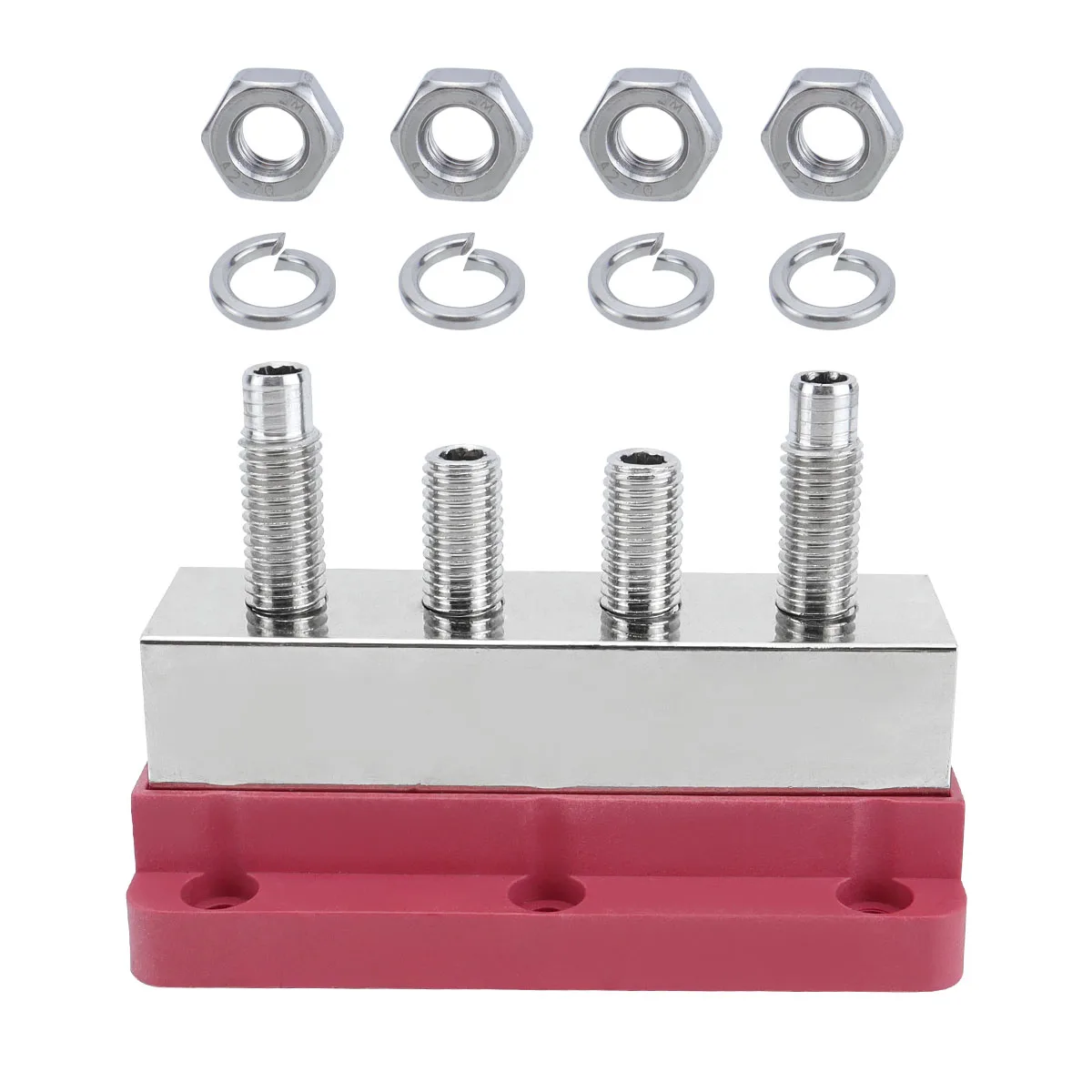 M10 600A heavy-duty busbar 4 screw high current copper busbar terminal block suitable for automobiles, RVs, yachts, ships, etc