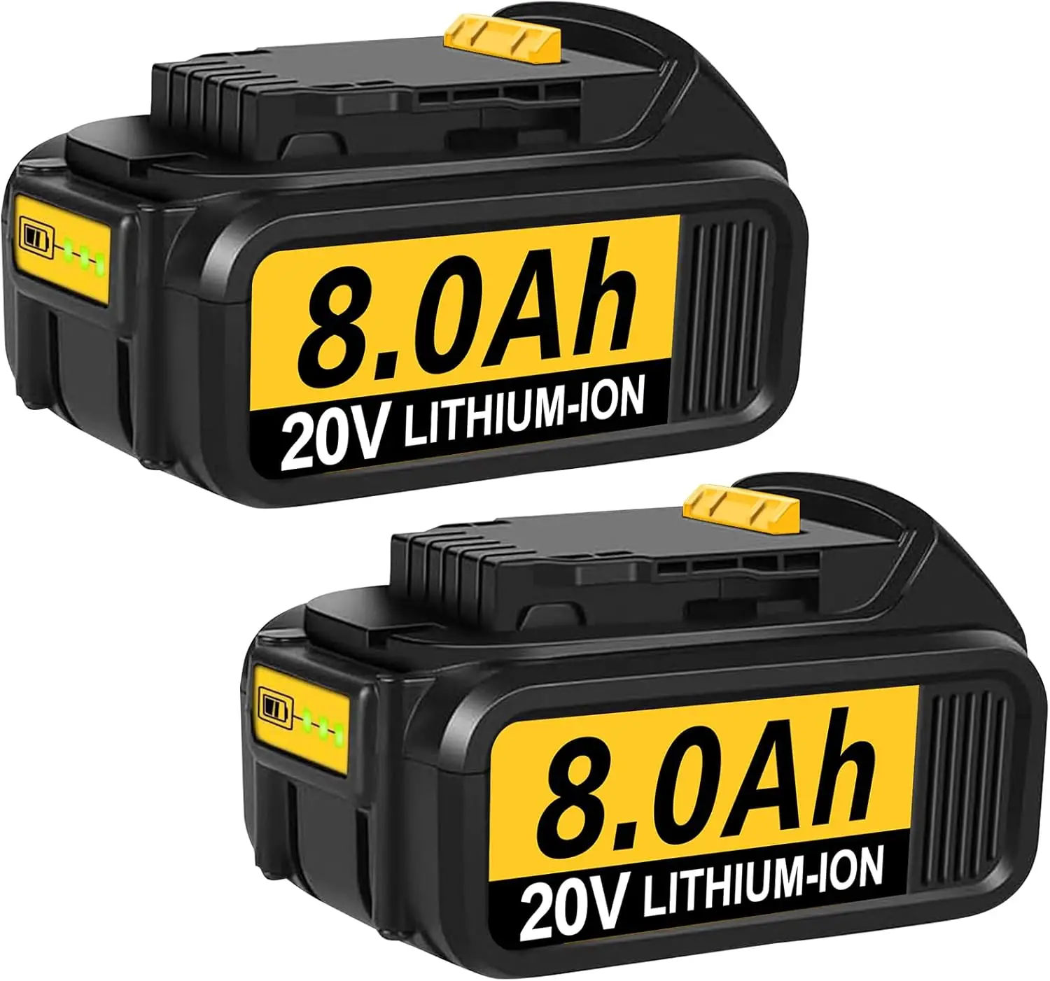 2-Pack 20V 8Ah Batteries Replacement for DeWalt 20V Battery, Compatible with Dewalt Battery 20v DCB200 DCB203 DCB204 DCB210 and