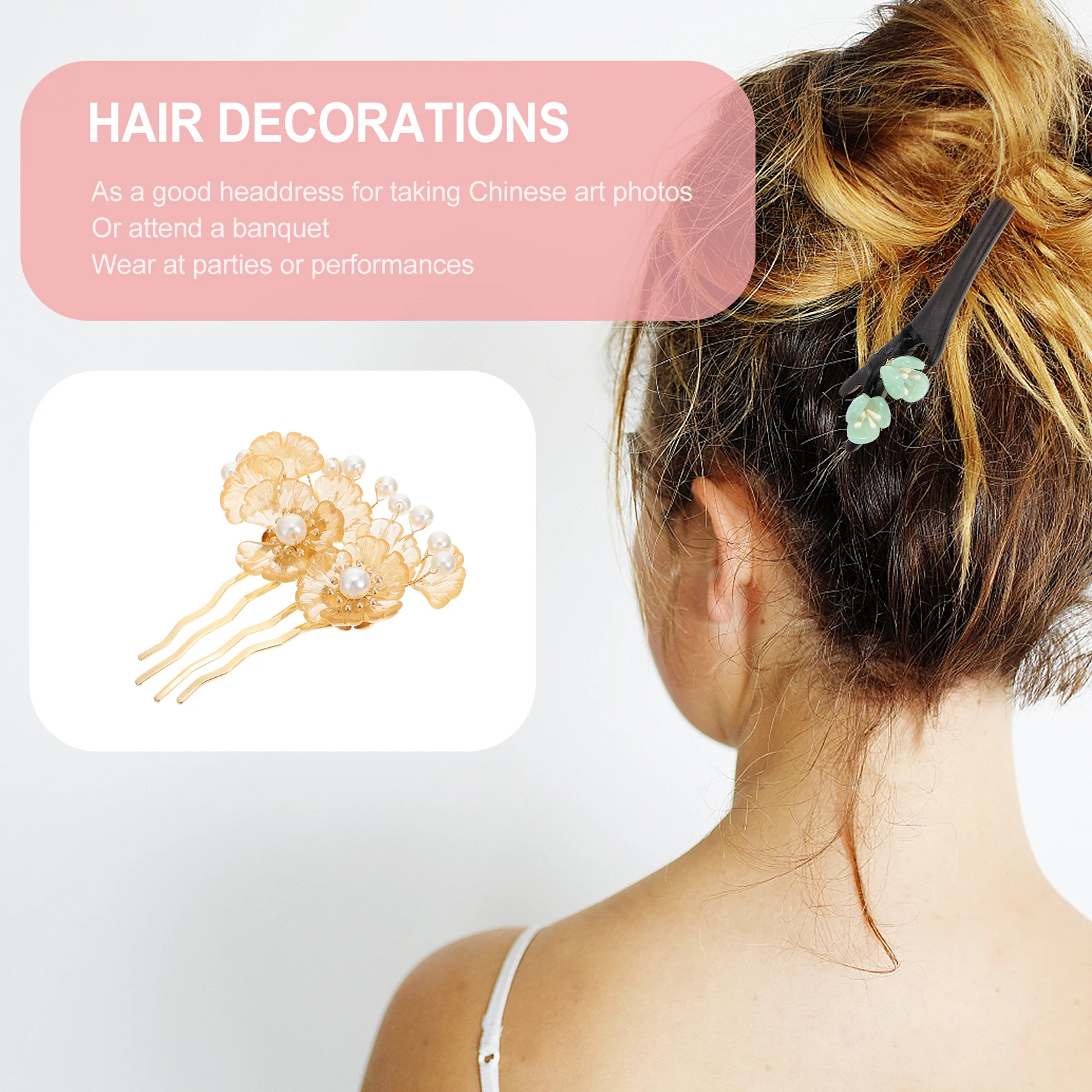 

Flower Wooden Hairpin Elegant Styling Accessories Women Bridal Hairstyle Noble Pigtails Ponytail Hair Chopsticks Resistant