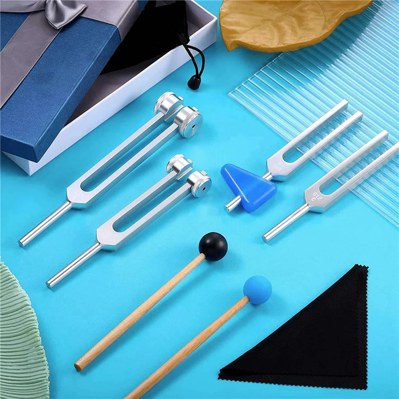

16 Pack Tuning Fork Set(128 Hz,256 Hz,512 Hz,528 Hz)With Tuning Fork Hammer For Sound Sound Vibration Tools-AT20