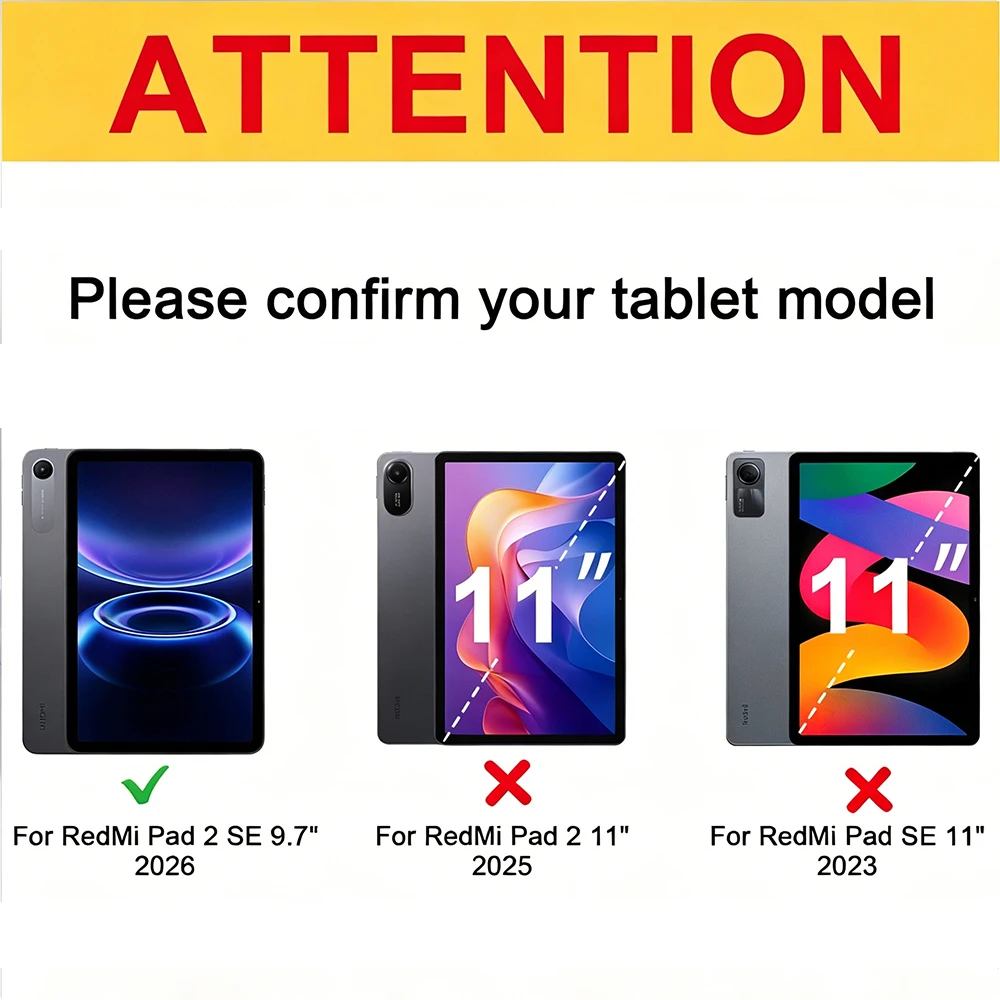For Redmi Pad 2 SE 9.7 inch 2026 Trifold Stand Case for Xiaomi Redmi Pad 2 SE 9.7, Auto Sleep Wake TPU Silicone Soft Back Cover