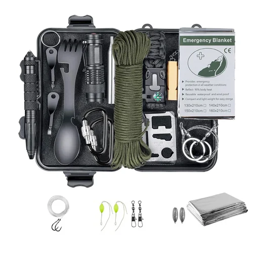 Imagen 1 del producto Kit de supervivencia de emergencia profesional, equipo de Camping multifunción, equipo de defensa táctica, primeros auxilios, aventura en la naturaleza SOS