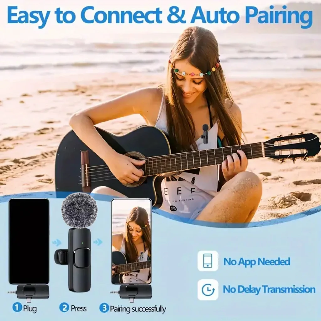 ميكروفون لاسلكي Lavalier ميكروفون البث المباشر معدات تسجيل Lavalier المؤثر الغذاء بث ميكروفون الحد من الضوضاء