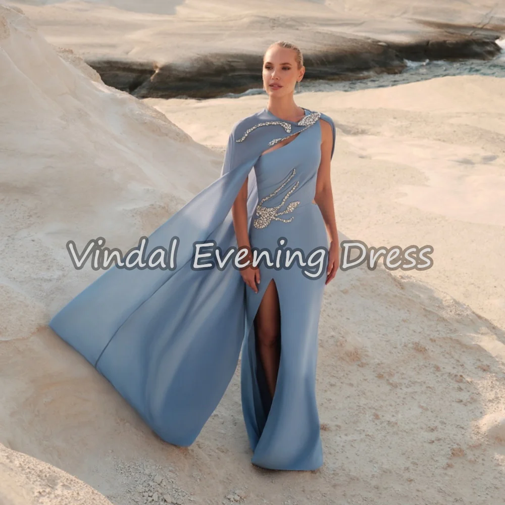 

Vindal Customized Fashion Blue Chiffon Evening Dress Exquisite One Shoulder Dresses Temperament Special Occasion Gowns