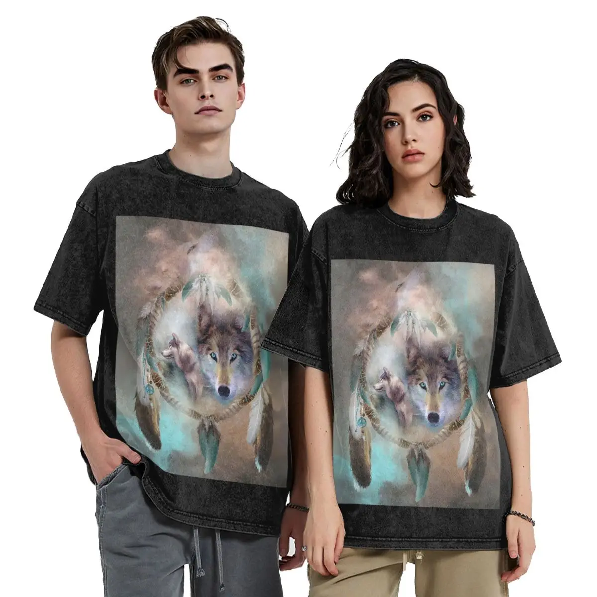 

Футболки с короткими рукавами Wolf - Dreams Of Peace в стиле хип-хоп, потертые футболки, уличная футболка большого размера для мужчин и женщин