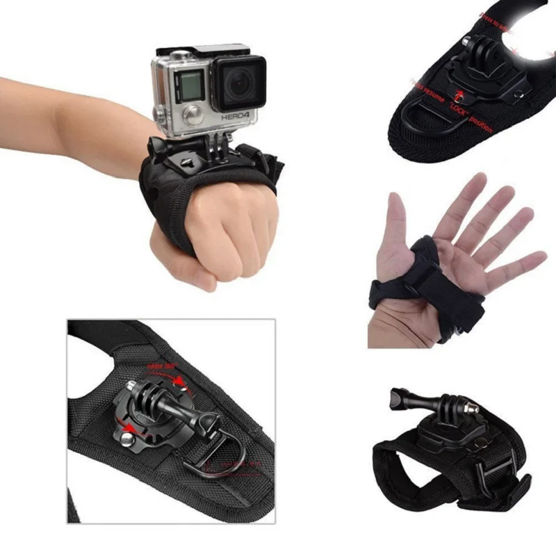 360° Rotation Glove Wrist Strap Mount For GoPro Hero 13 12 11 10 9 SJCAM Insta360 X4 X3 DJI Osmo Action 5 Pro Camera Accessories