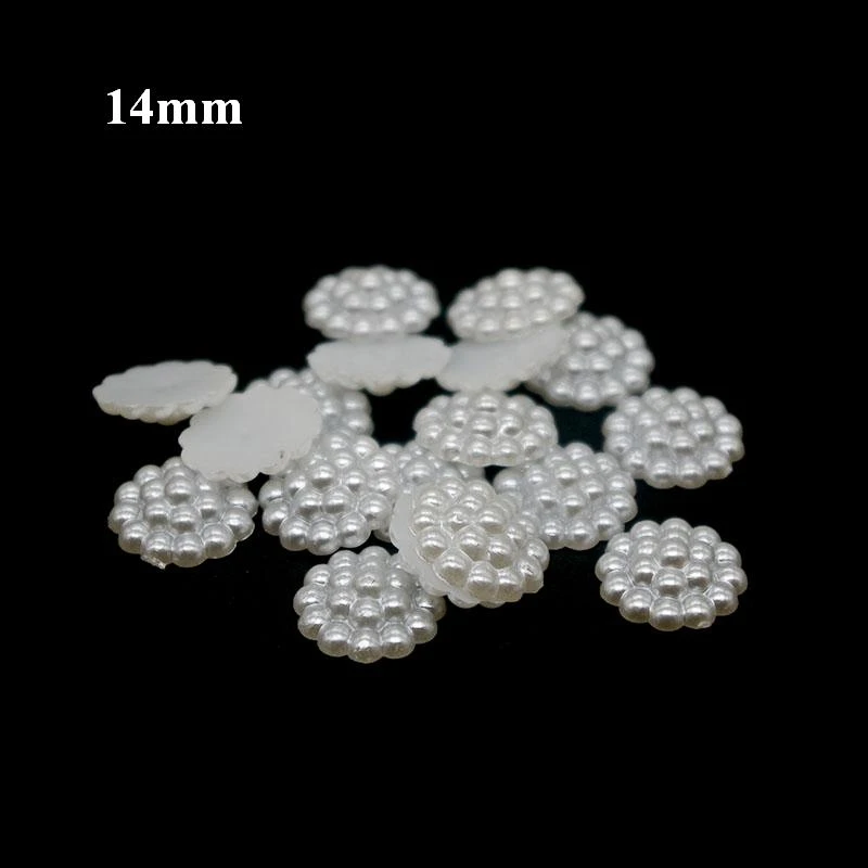 50pcs/lot White Sun Flower Shape Scrapbook Simulated Pearl Beads Sewing Buttons DIY Material Findings BV212