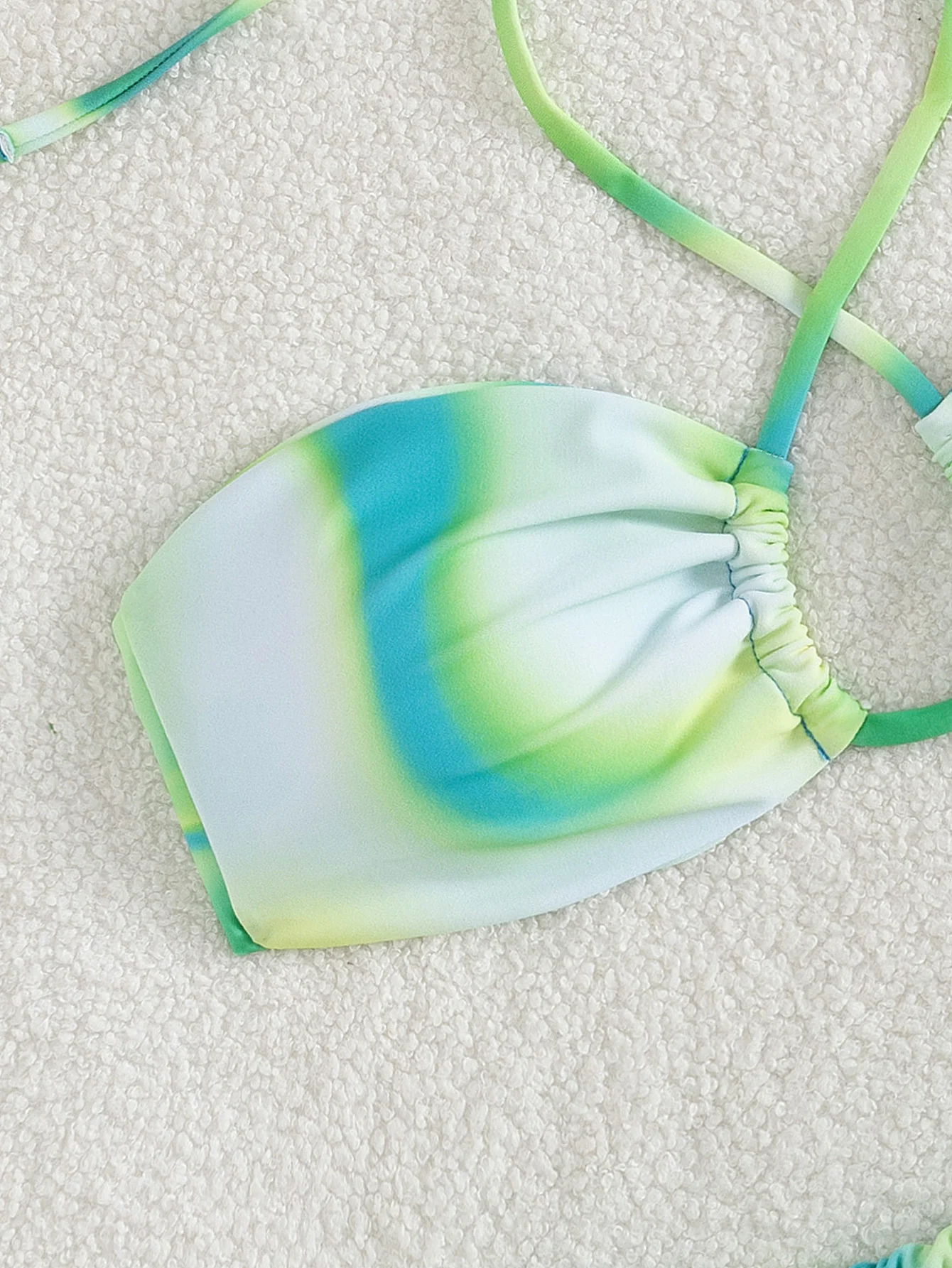 Conjunto de bikini sexy con estampado teñido anudado verde, correas ajustables, perfecto para ropa de playa de verano, fiestas en la piscina, ocasiones especiales, escapada de verano