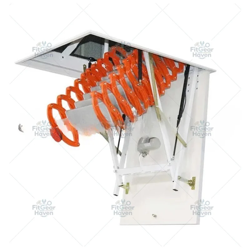 Electric attic stairs with handrails remote control ceiling folding telescopic ladder with hatch