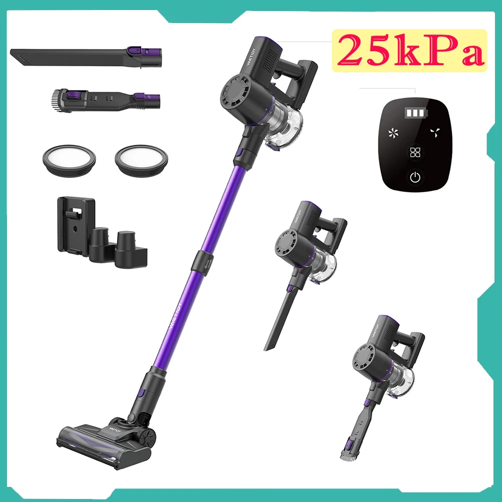 Vactidy v8 pro Akku-Staubsauger 25kpa leistungs starkes Saugzyklon-Filtersystem LED-Anzeige 180 °