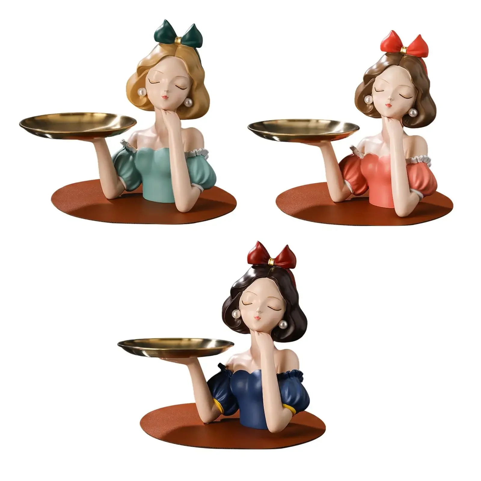 Nordic Creative Girls Storage Tray,Resin Ornaments,Home Decor Crafts,Statue, Office Desk Figurines, Decoration Accessories, Gift