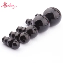 10.12.14mm Round Black Agates 3 Hole Buddha Mala Guru Stone for Tibetan Prayer Beads for DIY Bracelet Accessories Jewelry Making