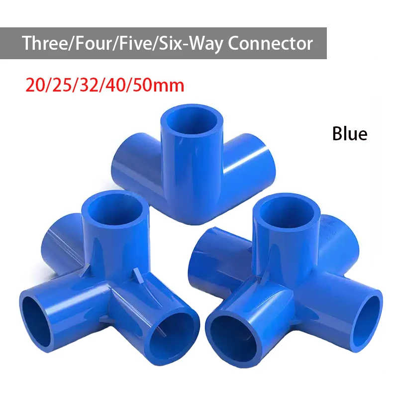 

1-10pcs 20/25/32/40/50mm PVC Blue 3/4/5/6-Way Three-Dimensional Connector Home Garden Irrigation Hose Fittings Water Connectors