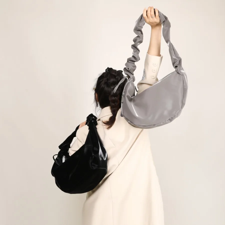 

New fashion texture cloud bag large capacity crossbody bag dumpling bag soft leather pleated underarm shoulder female bags