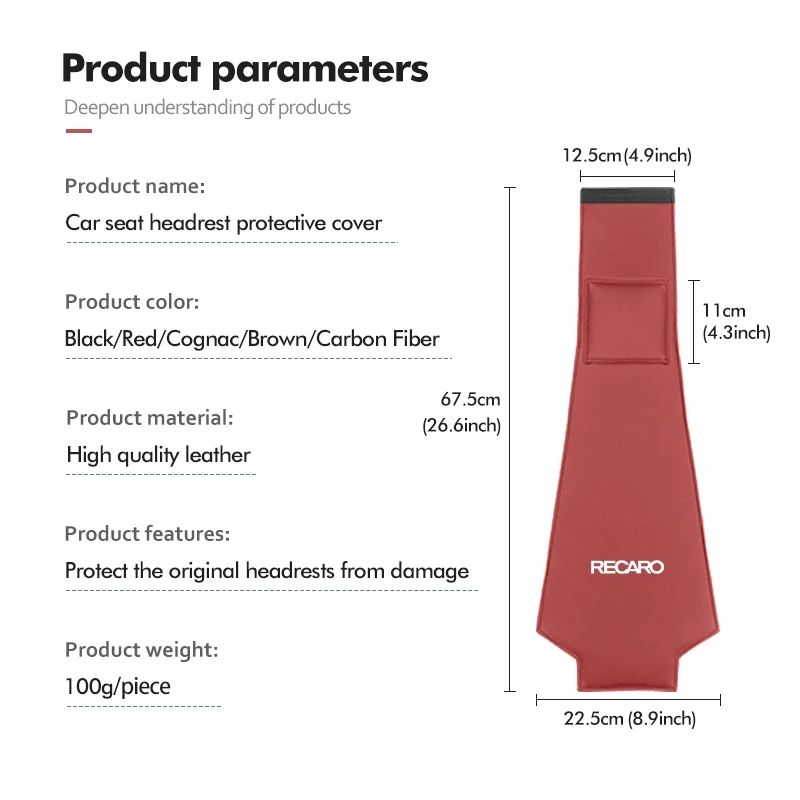 Zagłówek fotela samochodowego pokrowiec na pyłoszczelne skórzane akcesoria samochodowe do Recaro nan