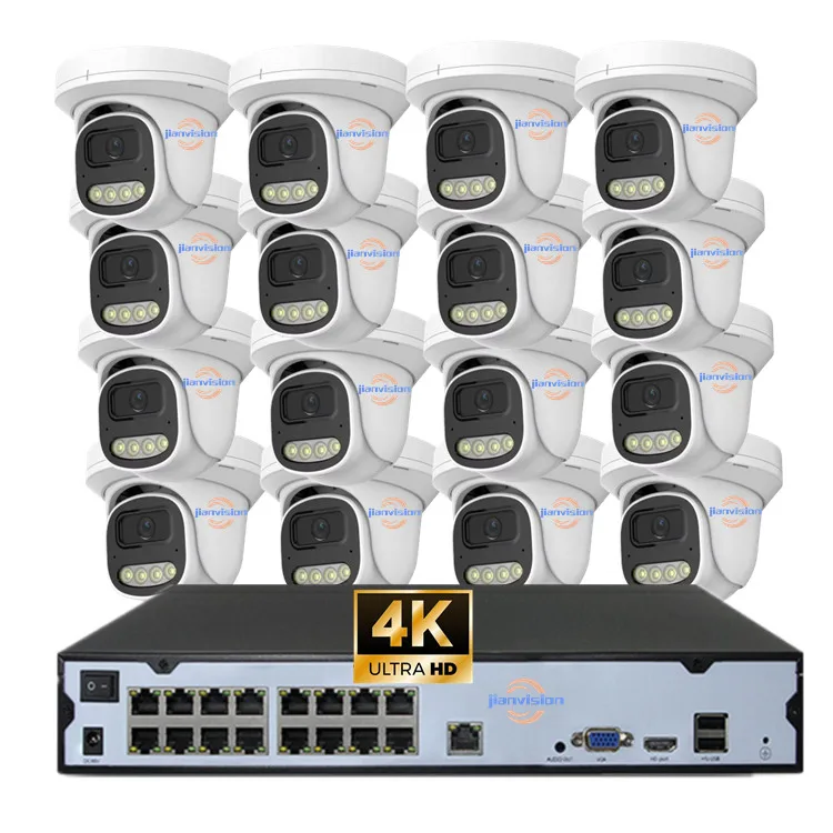 Jianvision 16 قناة 4K POE قبة نظام كاميرا CCTV مع لون الصوت للرؤية الليلية كشف الحركة ومجموعات POE NVR مستشعر CMOS #1