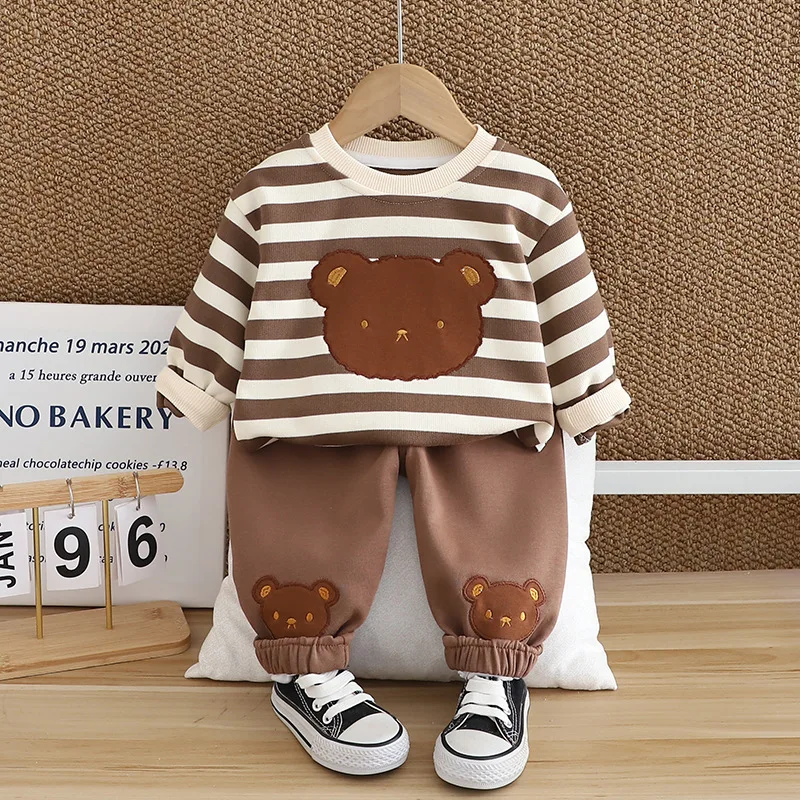 

Autumn Winter Toddler Kids Outfit Set Long Sleeve Bear Tops With Pants For Boys Fashion Casual Tracksuits Children's Clothing