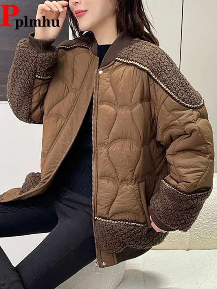 

Модные утолщенные пальто, куртки с воротником-стойкой, мешковатые молнии, теплые лоскутные Chaquetas, женские повседневные свободные топы Jaquetas