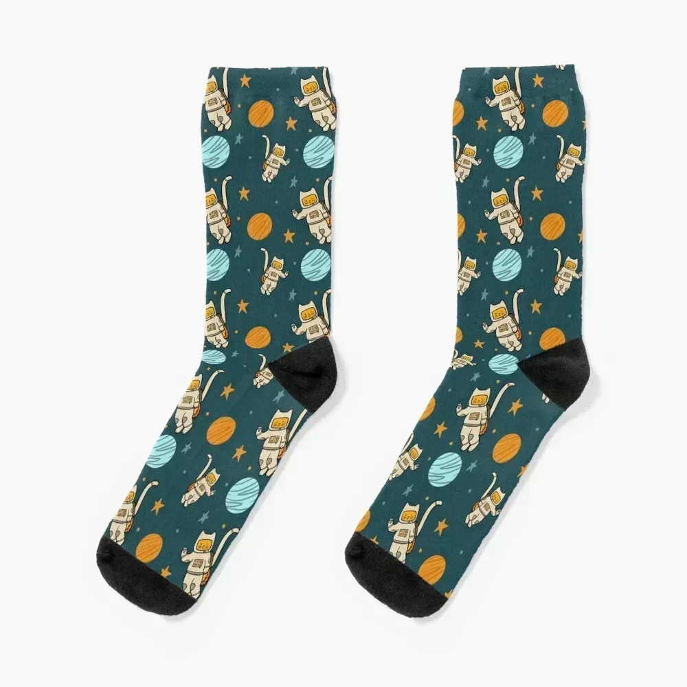 

Space cat pattern Socks cartoon cute Toe sports hip hop Socks Female Men's