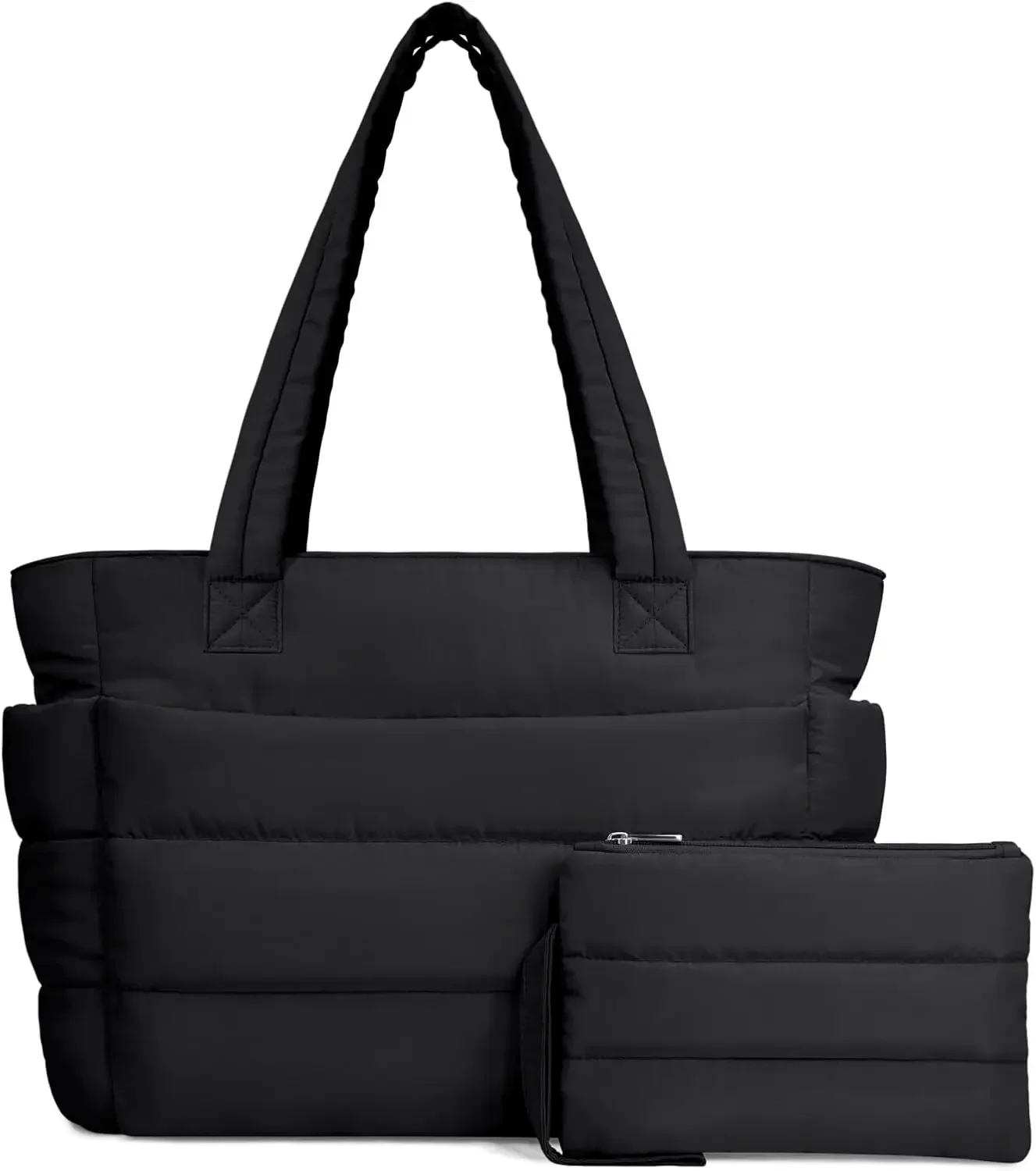 

Puffer Tote Bag for Women, Lightweight Mommy Handbag with Compartments, Quilted Shoulder Bag for Work, Travel, Gym, Handbags