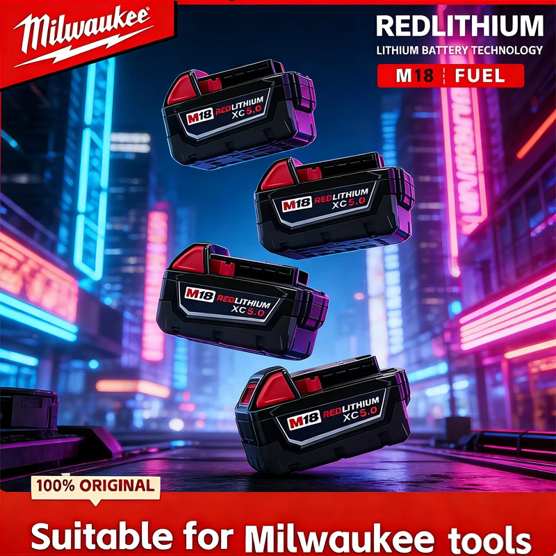 Milwaukee M18 5.0Ah 6.0Ah 18V Battery M18B6 M18B5 Suitable for Milwaukee Power Tools Rechargeable Lithium Battery Impact Wrench