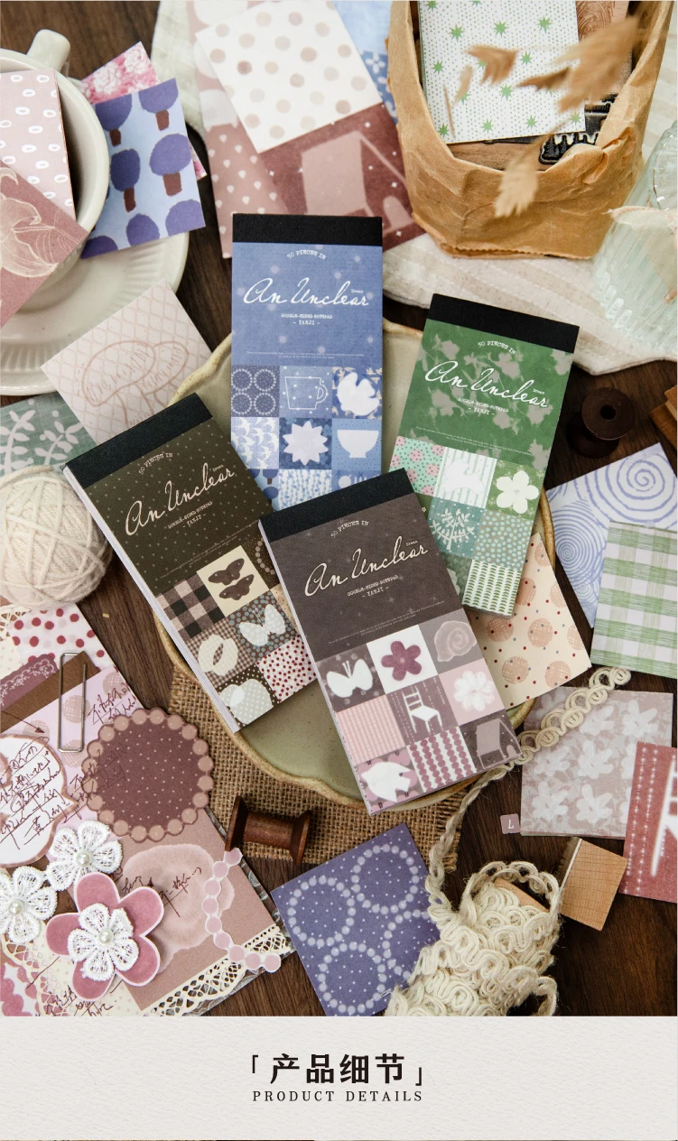 Journal GO 50 Blatt Memo-Blöcke im Salz-Ästhetik-Design, Notizblätter mit verträumtem Blumenmuster für Planer, Tagebücher, Scrapbooks & DIY-Bastelarbeiten – Detail 3