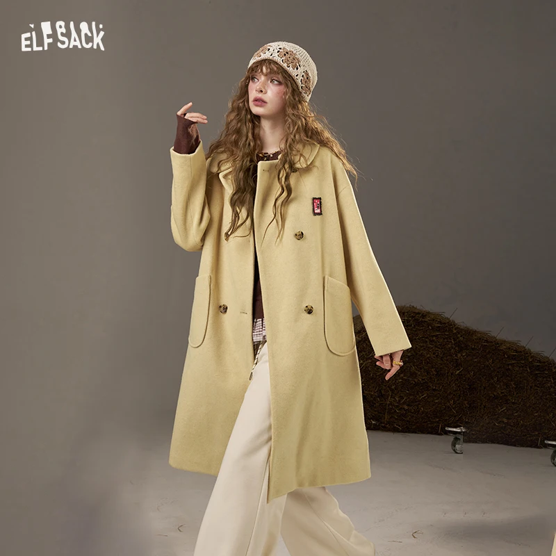 ELFSACK 2025 Autumn New Arrivals Casual Classic Little Pattern Collared Coat For Woman