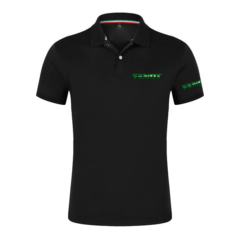New Men's Short Sleeve Polo Shirt Tractor FENDT Logo Print Summer Solid Color Oversized Breathable Shirts Lightweight Tops
