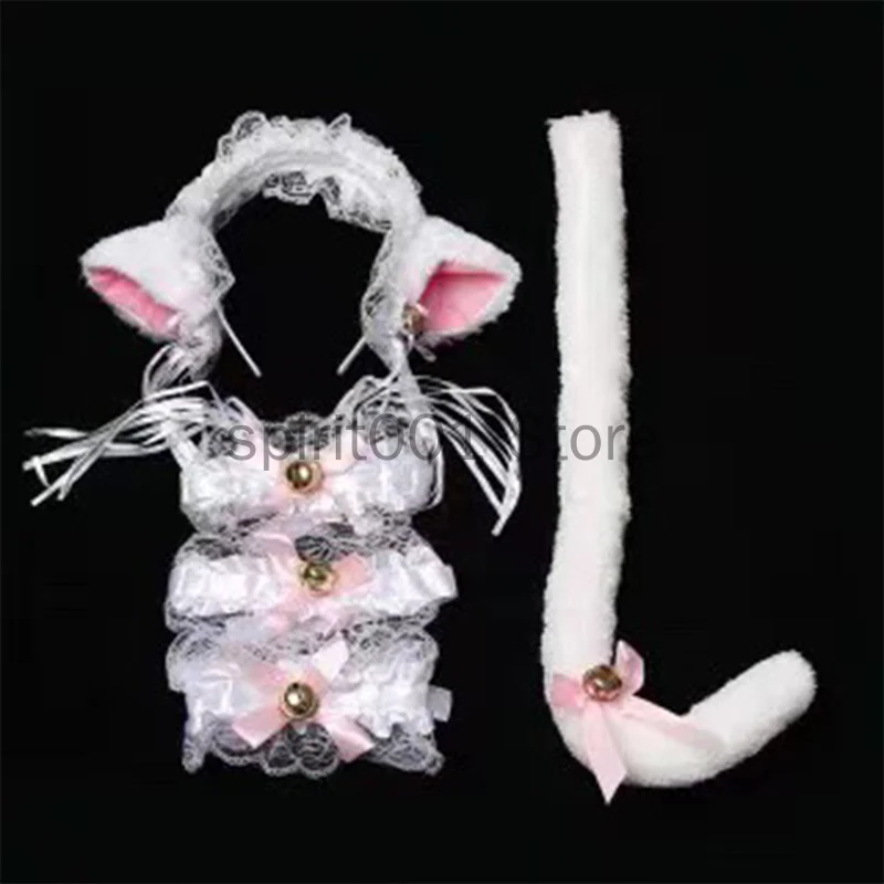 여자 할로윈 메이드 레이스 고양이 귀 머리띠 헤어 액세서리 고양이 귀 머리띠 긴 술 일본 애니메이션 코스프레 액세서리