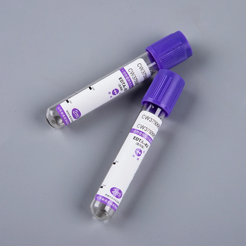 10pcs 2ml/5ml Medical Disposable EDTA-K2 Vacuum Blood Collection Tube With Cap