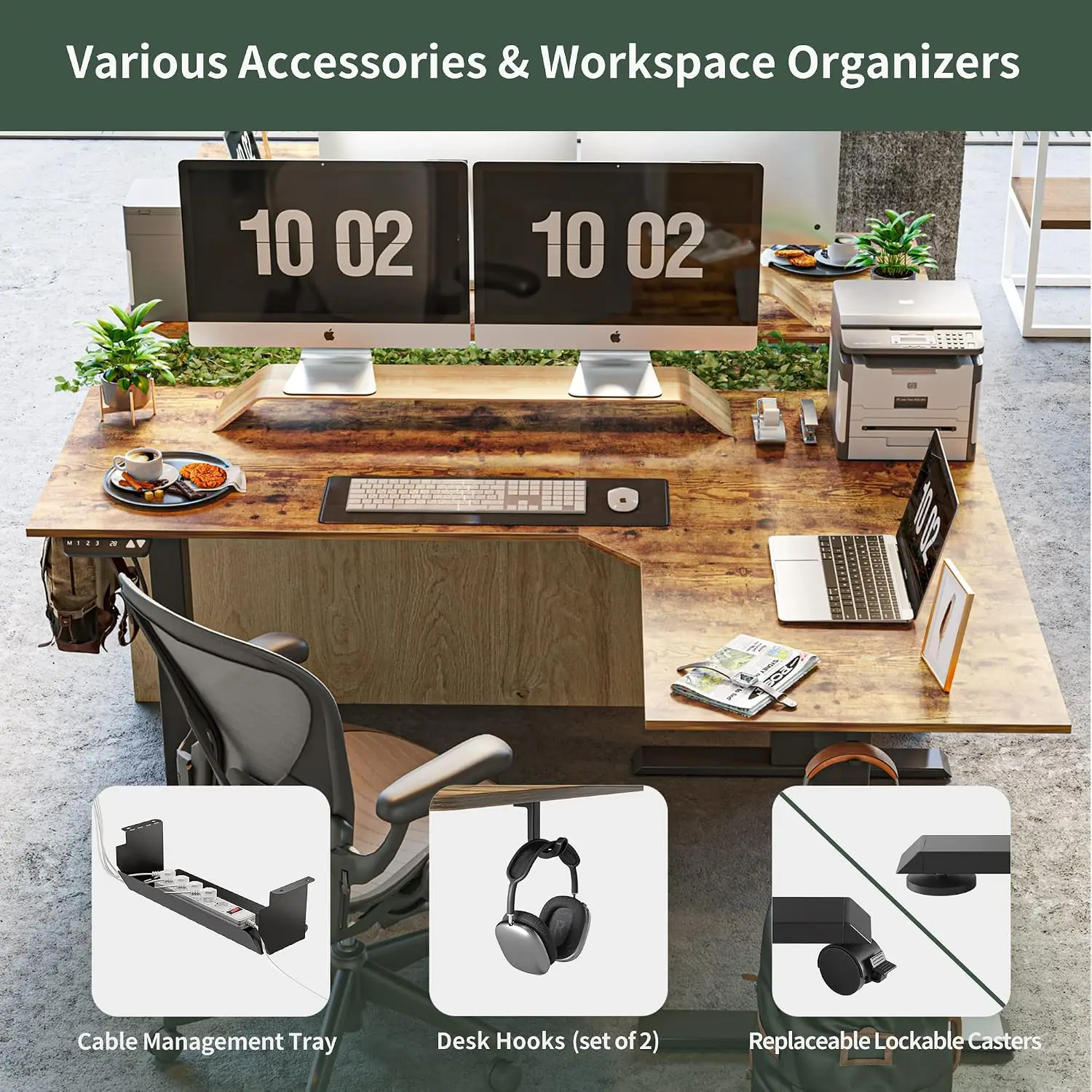 75 Inch L Shaped Standing Desk Electric Height Adjustable Large Sit Stand Workstation Home Office 300Lbs Capacity, Customized