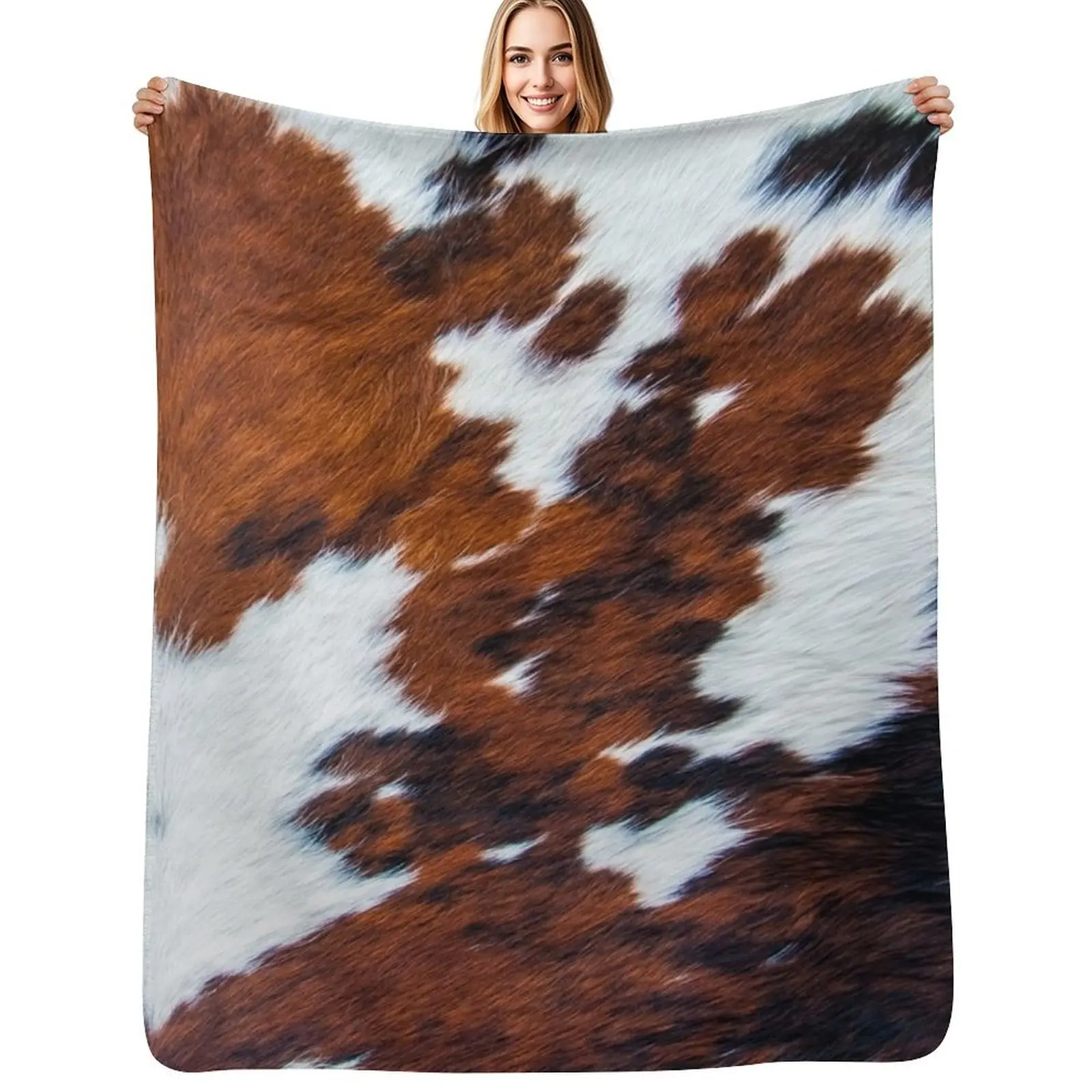 Cowhide style pattern Throw Blanket Versatile Cozy Throw Blanket for All Occasions