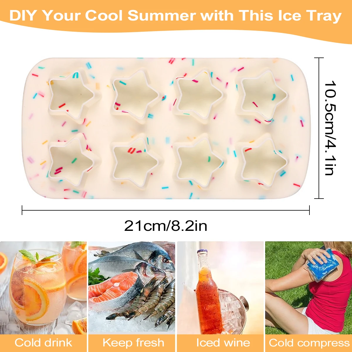 Leeseph Five Star Ice Lattice, Silicone Creative Three Dimensional Ice Grid Ice Model,Reusable Ice Lattice for Party Summer