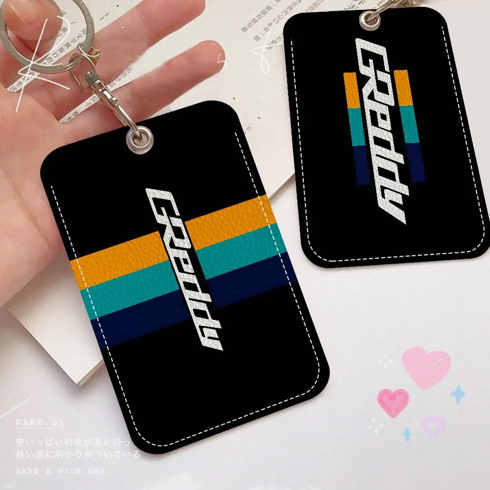 G-Greddy-Y Rectangle Keychain Card Holder, Badge Credit Card Holder, Student ID Card Holder, Bus Cards Cover