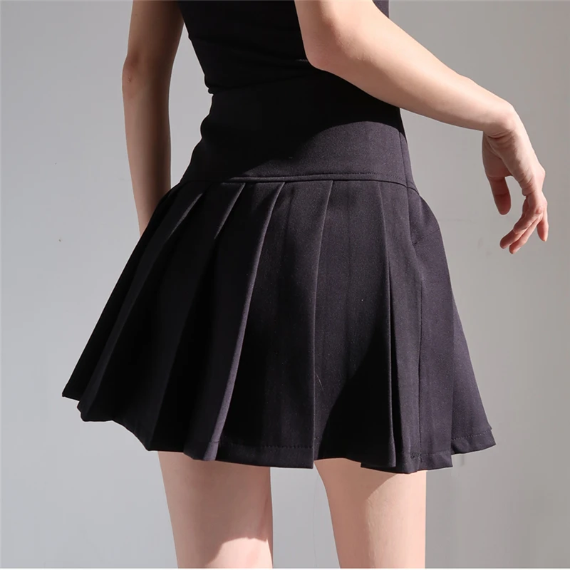Sexy Pleated Mini Skirt Women Fashion 2024 Black High Waist A-line Slim Short Skirts Korean Y2K Skort Preppy