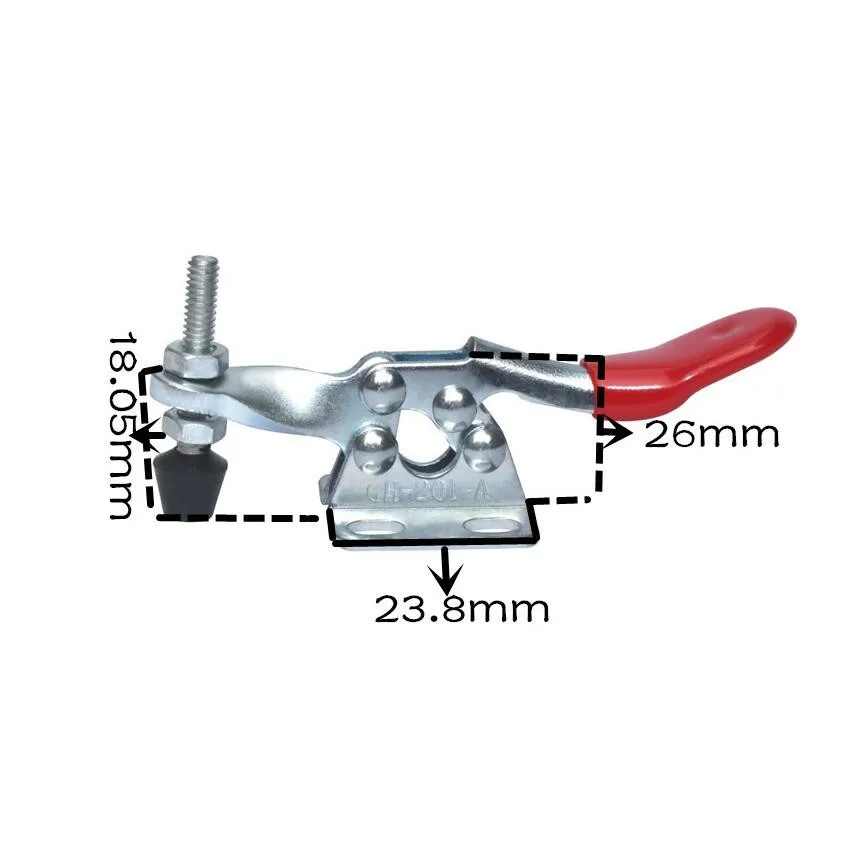 4 Uds 201A abrazadera de palanca Horizontal roja juego de liberación rápida 27KG abrazadera de palanca Vertical herramienta de Clip de mano con tapa de goma