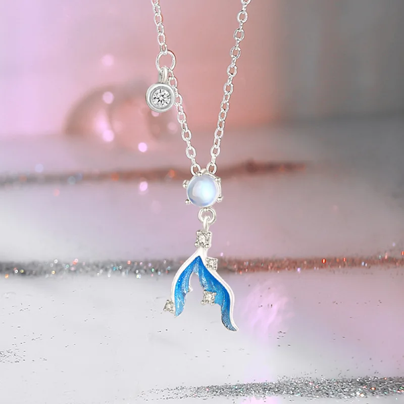 925 Silver Mermaid Necklace Bracelet Earrings Ring Moonlight Jewelry Gift for Women Birthday Anniversary Elegant 4-Set view 5