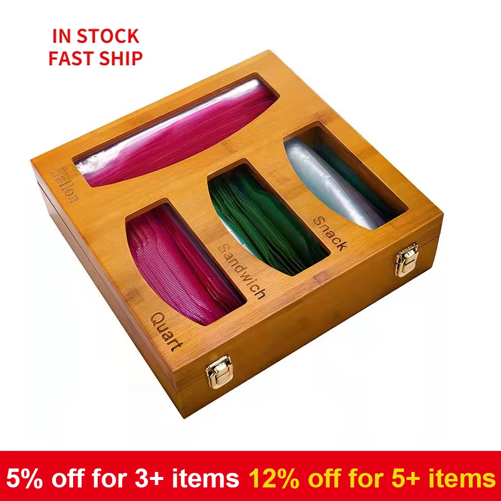 

Bamboo Ziplock Bag Storage Organizer And Dispenser For Kitchen Drawer For Gallon Sandwich Quart Snack Variety Size Bag