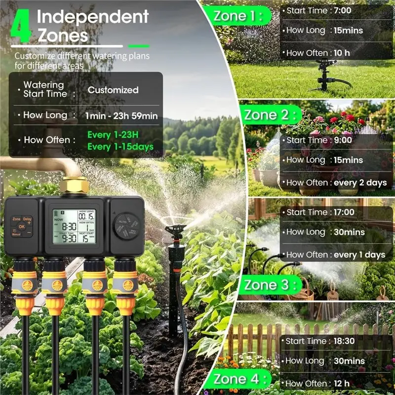 IALJ-4 Outlets Automatic Water Timer Irrigation Programmer