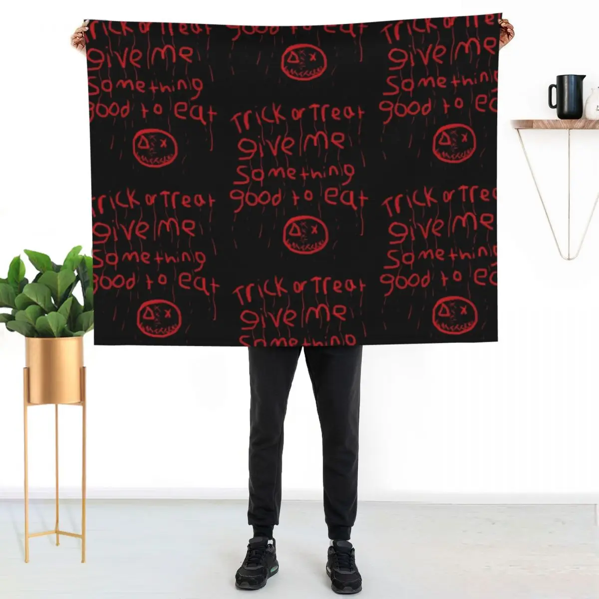 trick r treat sam bloody writing Throw Blanket Stylish Couch Blanket for Home Living Room - view 2