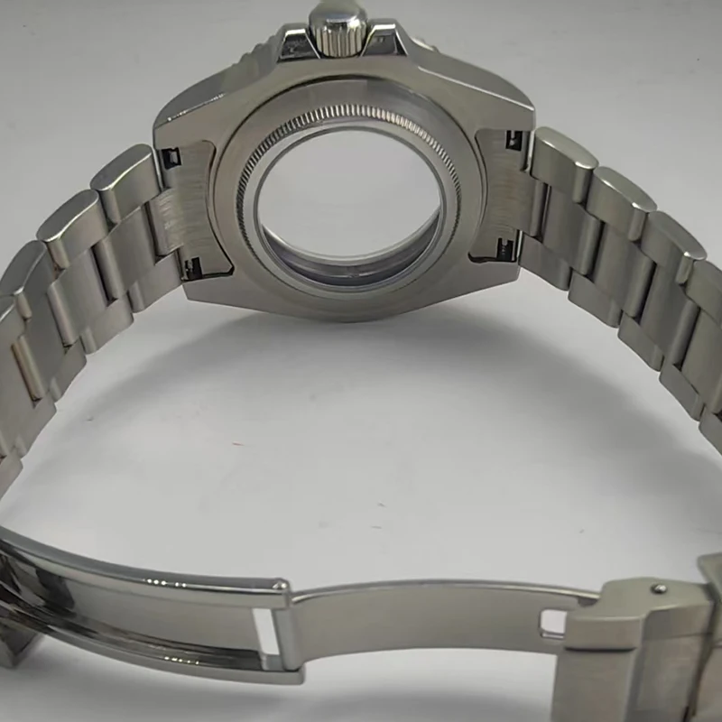 40 مللي متر حافظة فضية قفل منزلق مشبك ملحق NH35 زجاج الياقوت الأخضر السيراميك الحافة NH35/36 حركة الظهر الزجاج الشفاف