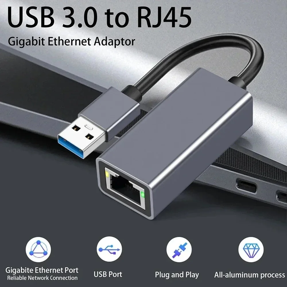 USB Type C To Ethernet Adapter 10/100/1000Mbps USB 3.0 2.0 RJ45 Network Card For PC Macbook Windows Laptop USB Lan Internet Wire