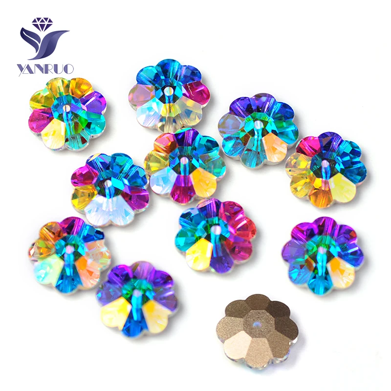 YANRUO 3700 All Sizes AB Margarita Sewn Stones Strass Glass Rhinestones Flat Back Craft Gems Crystals For Decoration