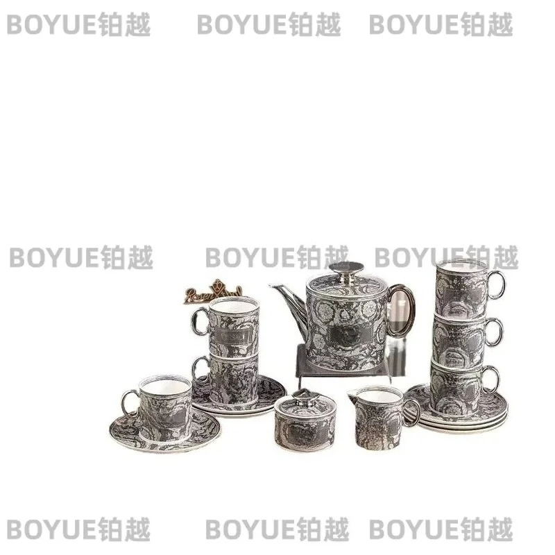 Luxury Gold Rim Bone China Coffee Cup Set European Style Mirror Finish Afternoon Tea Service British Household Ceramic Mug