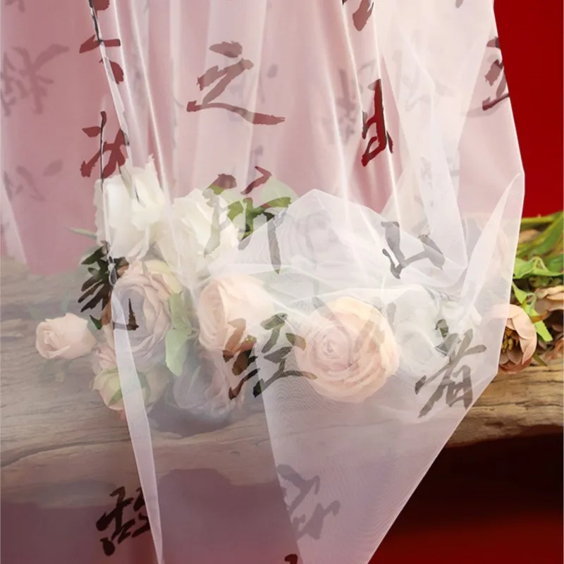 Calligraphy gauze curtains ancient-style props background cloth tea classics Chinese Hanfu ink-style scenes  decorative