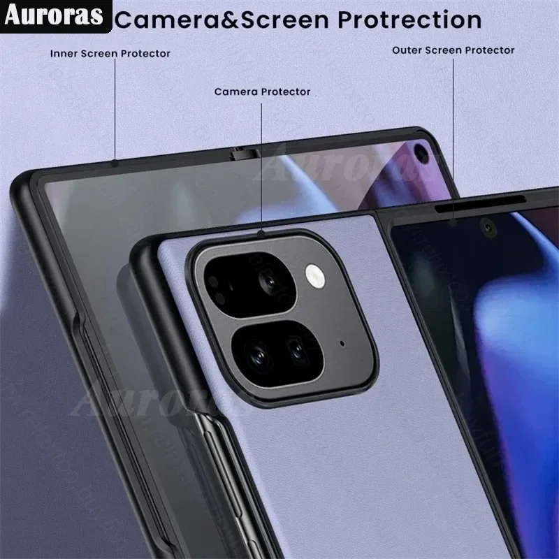 Luxury PU Leather Case For Google Pixel9 Pro Fold Back Cover Matte TPU Silicone Shockproof Protection Phone Case Coque